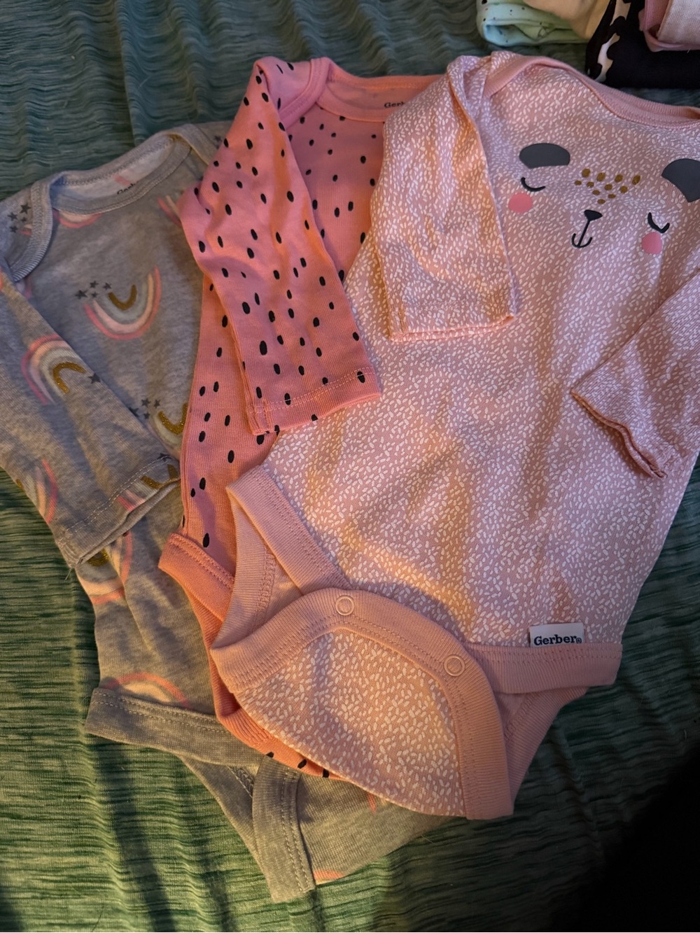 Gerber Pink & Gray Long-Sleeve Baby Bodysuit Set